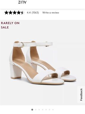 Naturalizer White Open-Toe Ankle-Strap Block Heels leather